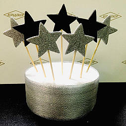 Прикраси на торт "Зоряний/зірковий" срібло