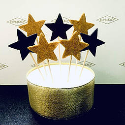 Прикраси на торт "Зоряний/зірковий" золото