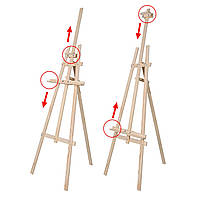 Мольберт Ліра 175 см для малювання тринога, дерев'яний, напольний, студійний, художній, стаціонарний