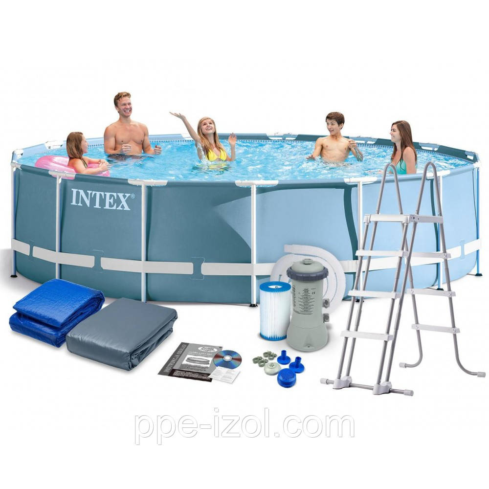 Басейн каркасний intex 457х122 (фільтр, сходи, тент, підстилка)