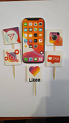 Прикраси на торт "мобільний лайки"