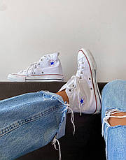 Жіночі текстильні білі високі кеди конверси Converse на шнурівці високі конверс all star ал стар, фото 6