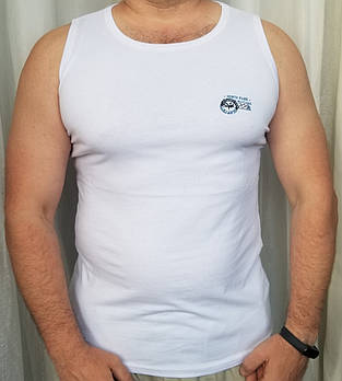 Чоловіча футболка без рукавів білий колір із бавовни.