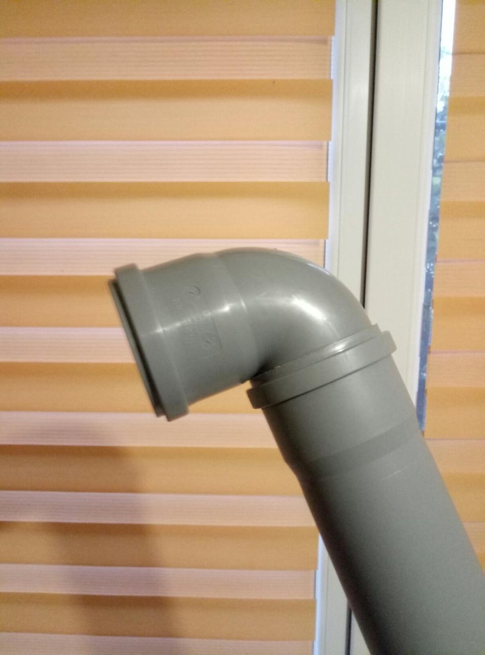 Труба димоходу 1м + Коліно 90° із Пластика ПВХ Діаметр 80мм для Конденсаційного газового котла