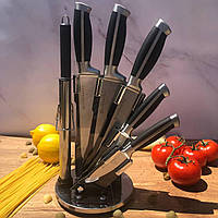 Набор кухонных ножей на крутящейся подставке 9 предметов Edenberg EB-3611 Набор ножей из нержавеющей стали