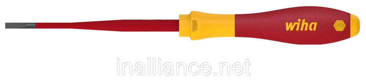 Шліцева викрутка SL 4.0 x 100 мм electric slimFix SoftFinish Wiha 35390, фото 1