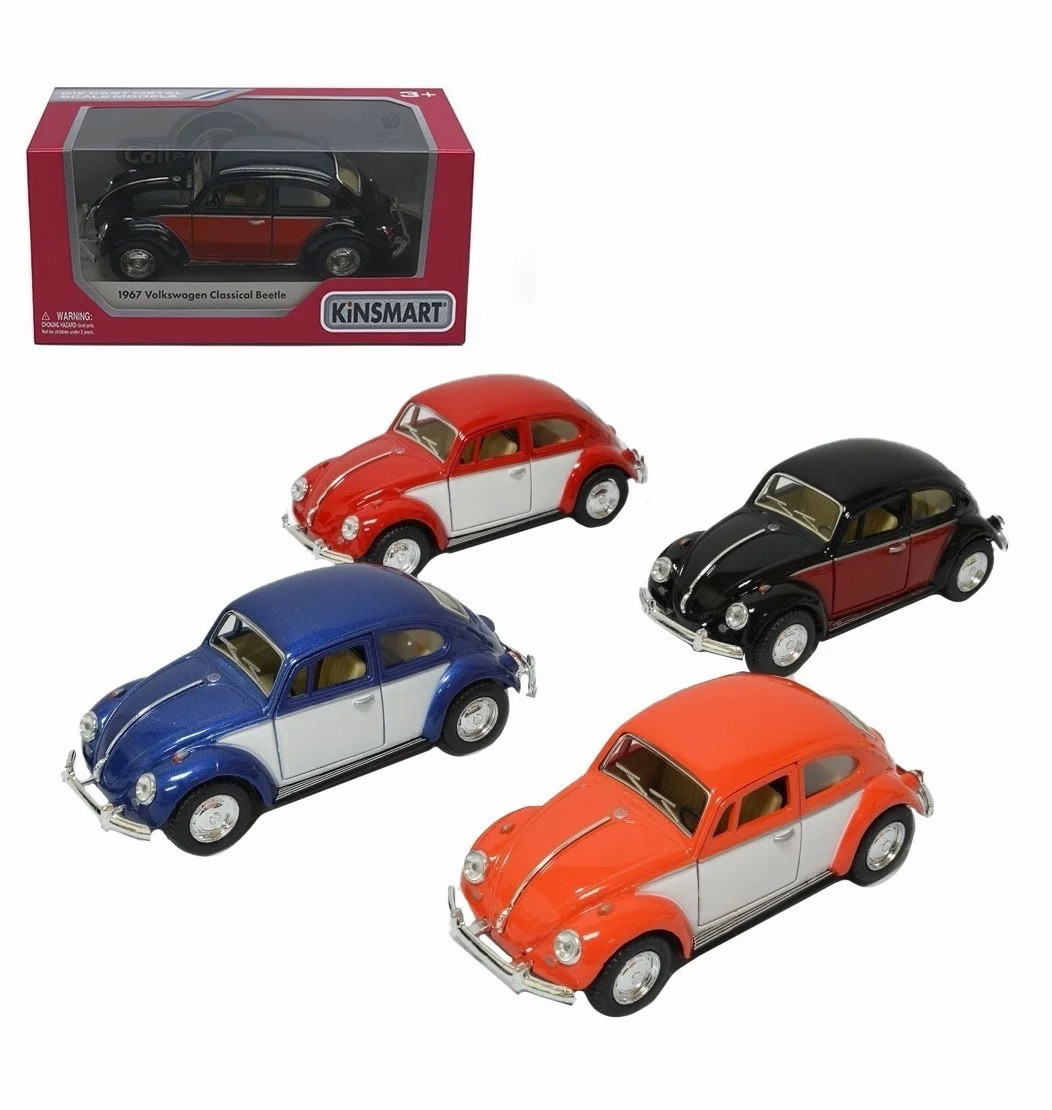 Дитяча колекційна машинка Kinsmart Volkswagen Beetle Classic KT5373w металева інерційна відчиняються двері іграшка