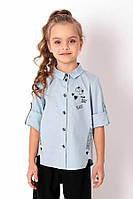 Блузка школьная для девочки Меvis голубая 122, 134, 146