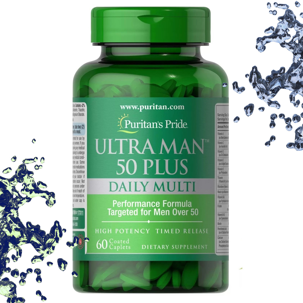 Вітаміни для чоловіків 50+ Puritan's Pride ULTRA MAN 50 Daily Plus Multi 60 таблеток, фото 1