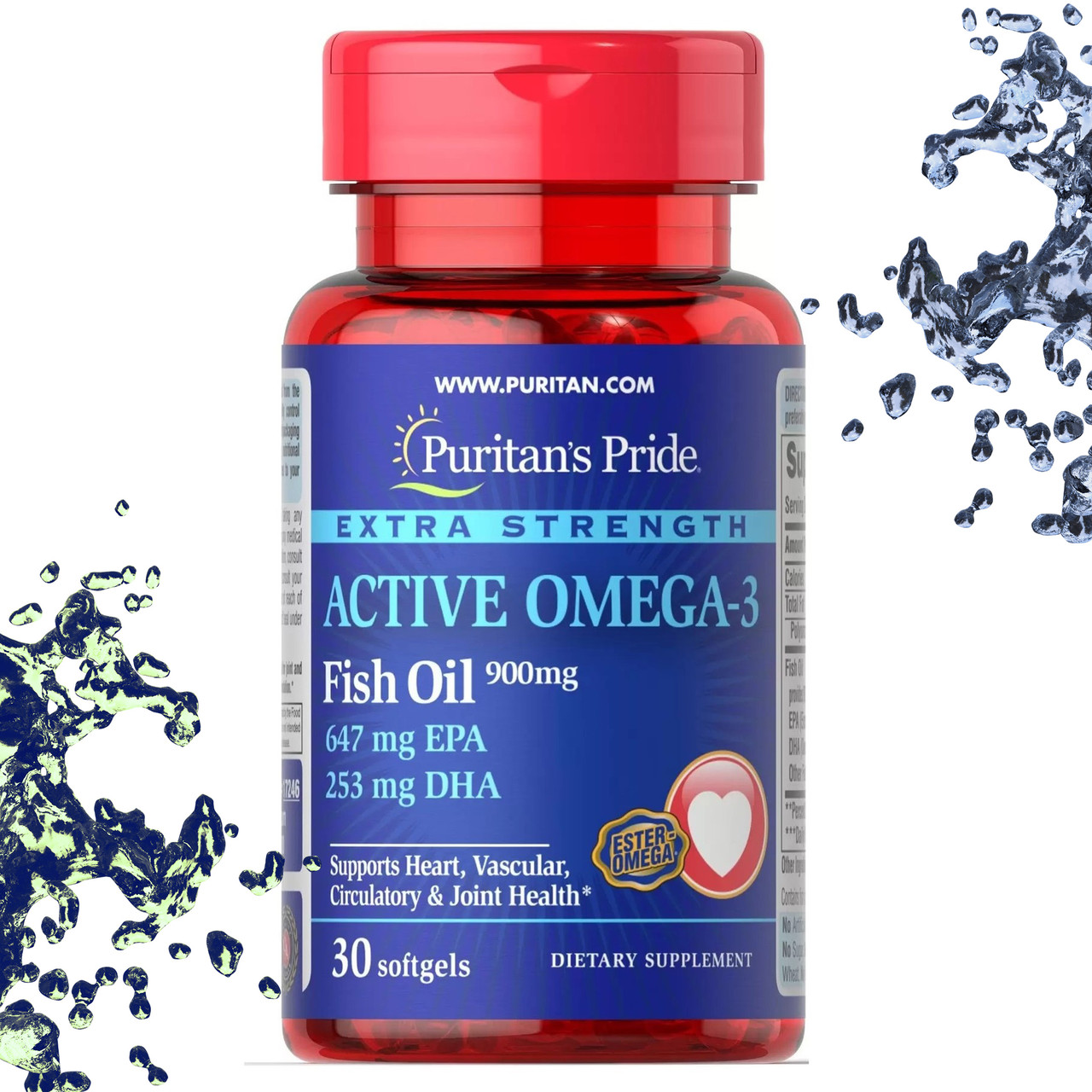 Риб'ячий жир Puritan's Pride Extra Strength Active Omega-3 Fish Oil 900 mg 30 гелевих капсул