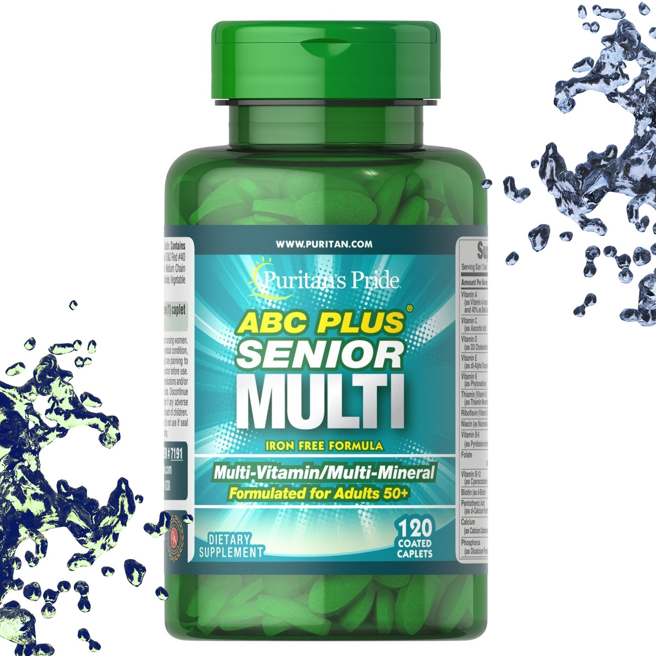 Вітаміни 50+ Puritan's Pride ABC Senior Plus Multi 50+ Без заліза 120 таблеток (вік 50+)
