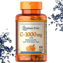 Вітамін С Puritan's Pride C-1000 мг з Біофлаваноїдами і шипшиною 100 таблеток
