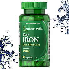Залізо Puritan's Pride Iron (Iron Glycinate) 28 мг 90 капсул