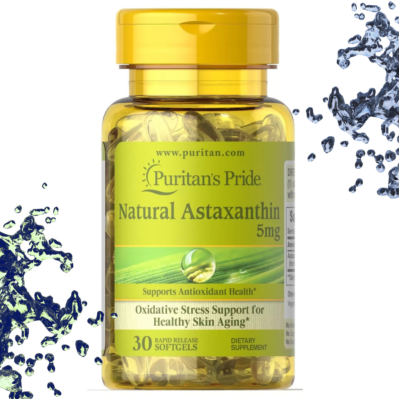 Астаксантин Puritan's Pride Natural Astaxanthin 5 мг 30 гелевих капсул, фото 1