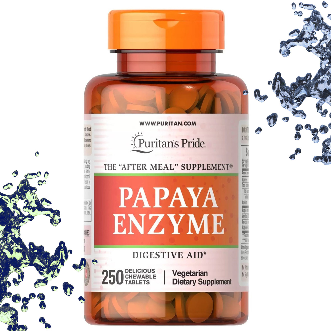Фермент Puritan's Pride Papaya Enzyme Ензим з Папайї 250 жувальних таблеток, фото 1