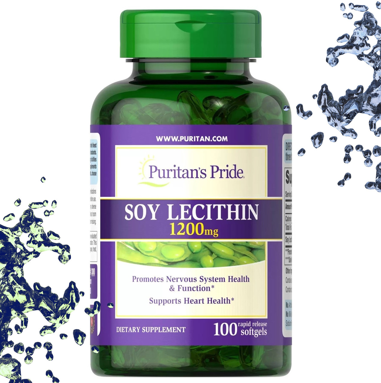 Соєвий лецитин Puritan's Pride SOY Lecithin 1200 мг 100 гелевих капсул, фото 1