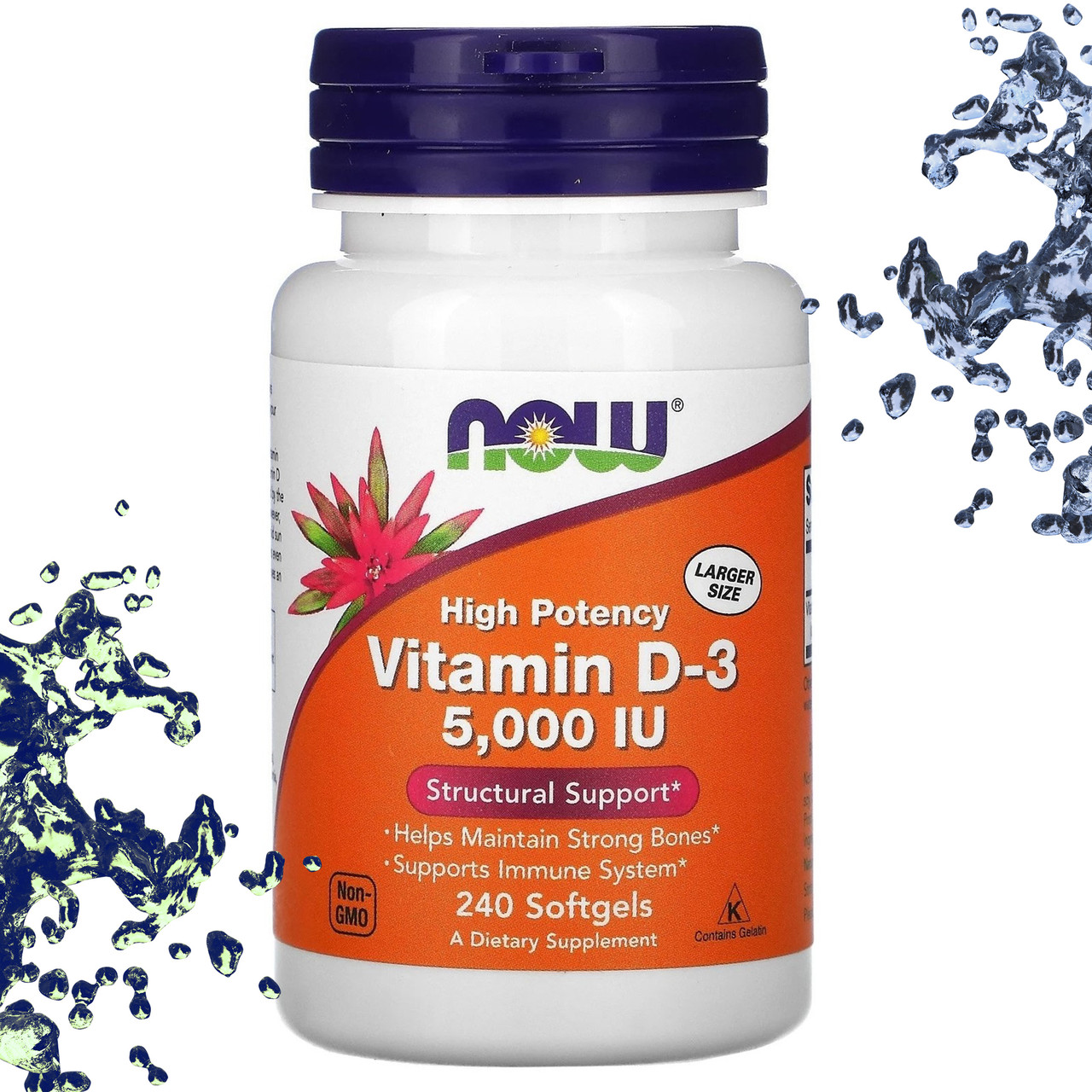 Вітамін Д-3 NOW Foods Vitamin D-3 5000 IU (125 мкг) 240 гелевих капсул, фото 1