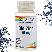 Цинк Solaray Bio Zinc 15 мг 100 вегетаріанських капсул