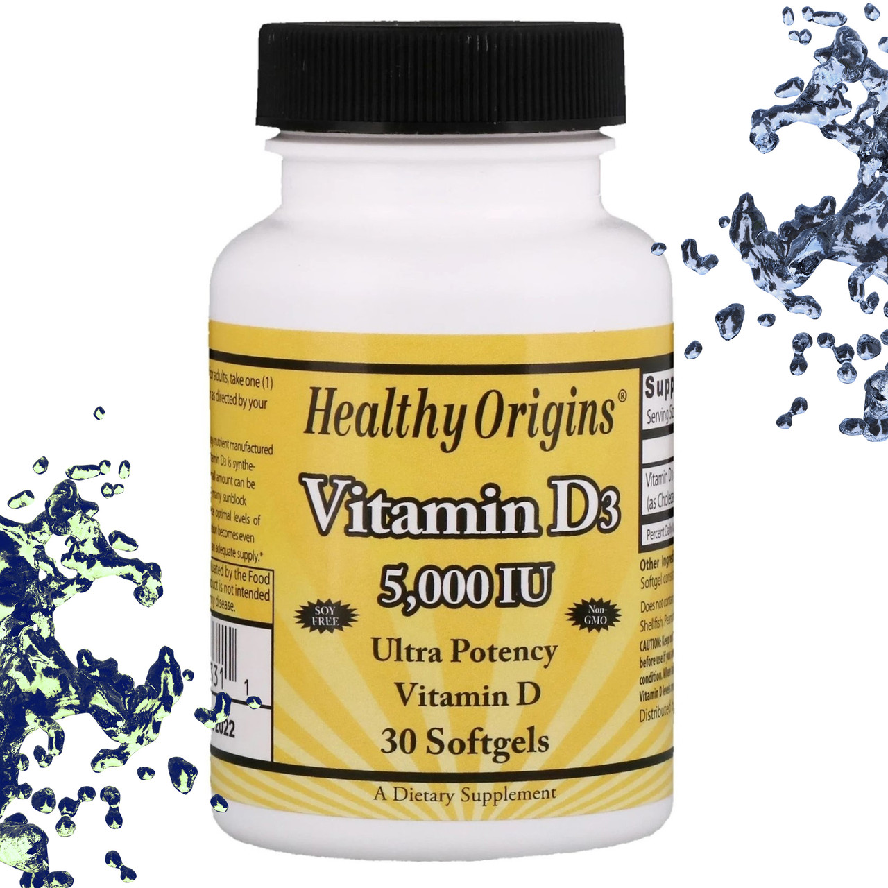 Вітамін Д3 Healthy Origins Vitamin D3 5.000 IU 30 гелевих капсул, фото 1
