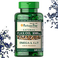 Puritan's Pride Natural Flax Oil 1000 мг Omega 3-6 & 9 (Лляне масло Омега) 60 гелtвих капсул
