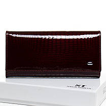 Гаманець жіночий бордовий шкіряний лаковий на магніті дві змійки всередині одна зовні Sergio Torretti W501-2, фото 3