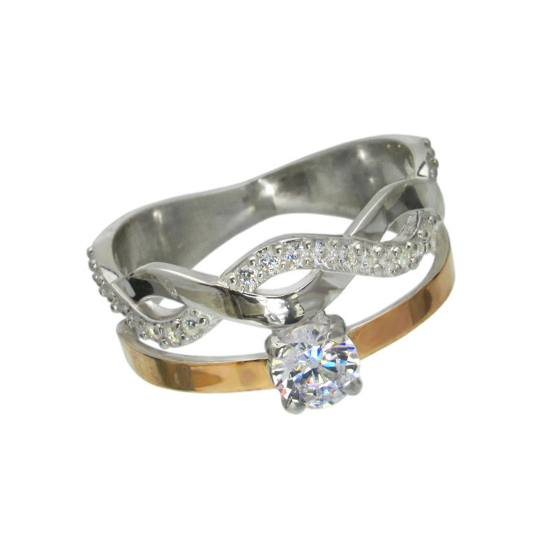 Срібна каблучка з золотими пластинами "Мирцелла" DARIY 047к-02