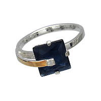 Серебряное кольцо Сладкий плен с золотой вставкой и синим Фианитом DARIY 053к-13