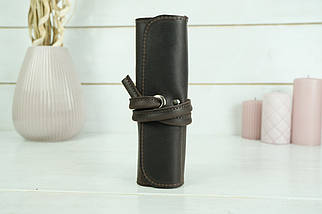 Пенал "Скручування на 4 кишені" з натуральної шкіри колір Шоколад, фото 4