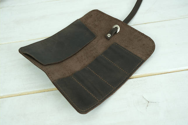 Пенал "Скручування на 4 кишені" з натуральної шкіри колір Шоколад, фото 1