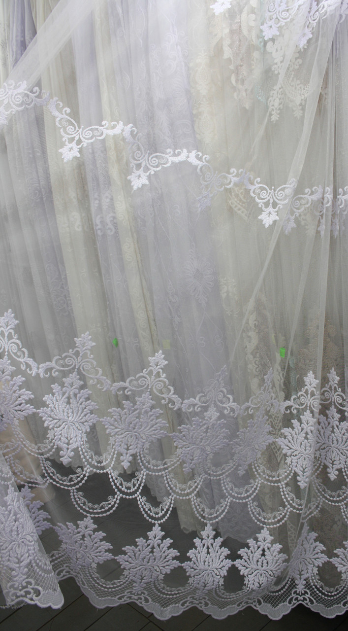 Метелик тюль Сітка з вишивкою колір Білий