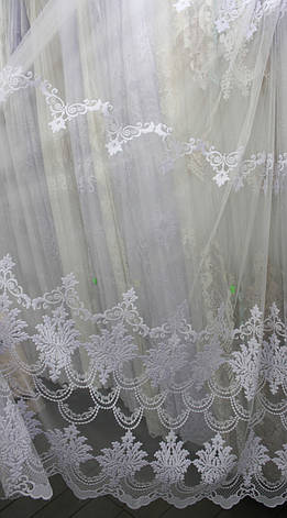 Метелик тюль Сітка з вишивкою колір Білий, фото 1