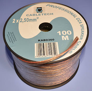 Кабель акуст. CCA прозорий 2х2,50мм кв. Cabletech KAB0360 бухта-100м