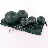 Массажный набор 3 в 1 Optimal Set Black EPP Ball массажные миофасциальные мячи для спины и шеи с Чехлом