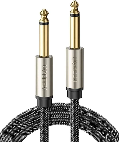 Аудіо кабель 1м UGREEN 6.35mm Mono Jack 1/4 "TS патч-корд для гітари Інструментальний кабель