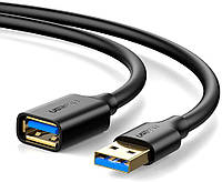 Удлинительный кабель Ugreen USB 3.0 Type A для передачи данных 5 Гбит/с 1,5 м Черный 30126