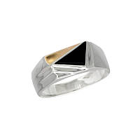 Серебряный перстень Рамсес с золотой вставкой и Ониксом DARIY 076п