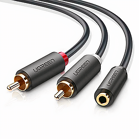 Перехідник UGREEN RCA на 3,5 мм 0,25м стерео аудіо адаптер сумісний для смартфонів, домашнього кінотеатру