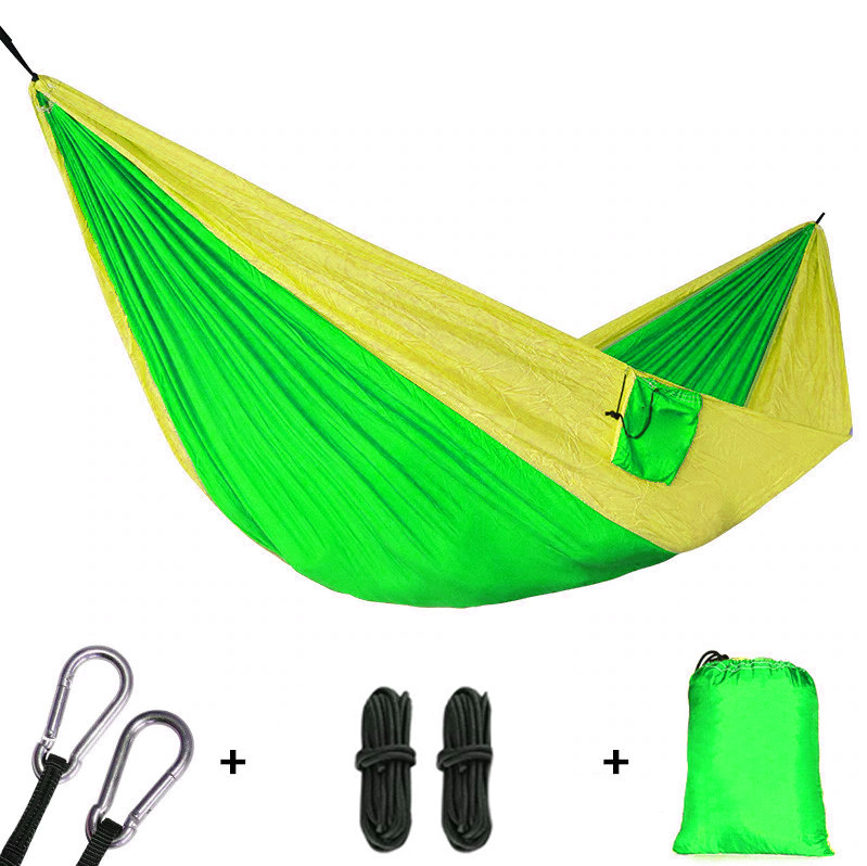 Туристичний спортивний гамак з карабінами 280х140 см Гірчично-Салатовий (14946), фото 1