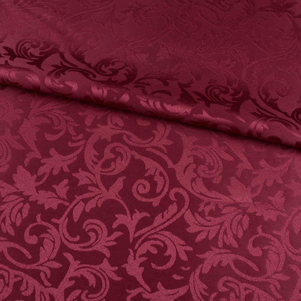 Жакард скатерковий листя і завитки бордовий, ш.320
