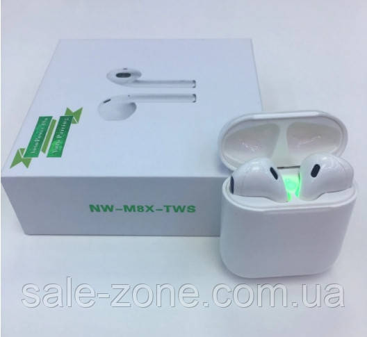 Беспроводная гарнитура BT NW M8X TWS Bluetooth наушники с кейсом White