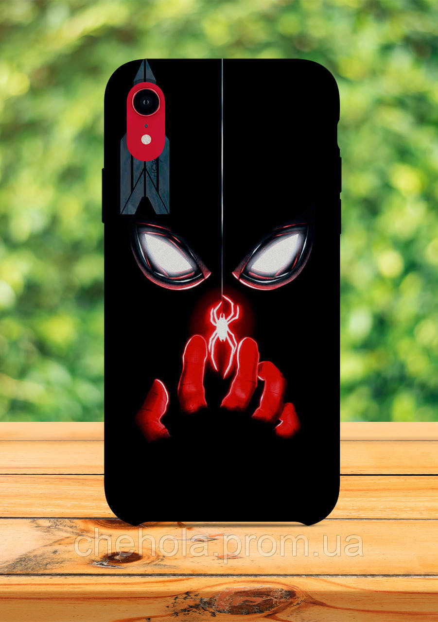 Чехол для apple iphone XR Человек паук черный чехол с принтом - фото 1 - id-p1213827474