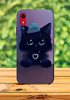 Чехол для apple iphone XR Черный кот в шапке чехол с принтом