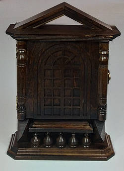 Дерев'яна настінна ключниця ручної роботи "Європейка" на шість гачків | Органайзер для ключів | Ключниця з дерева