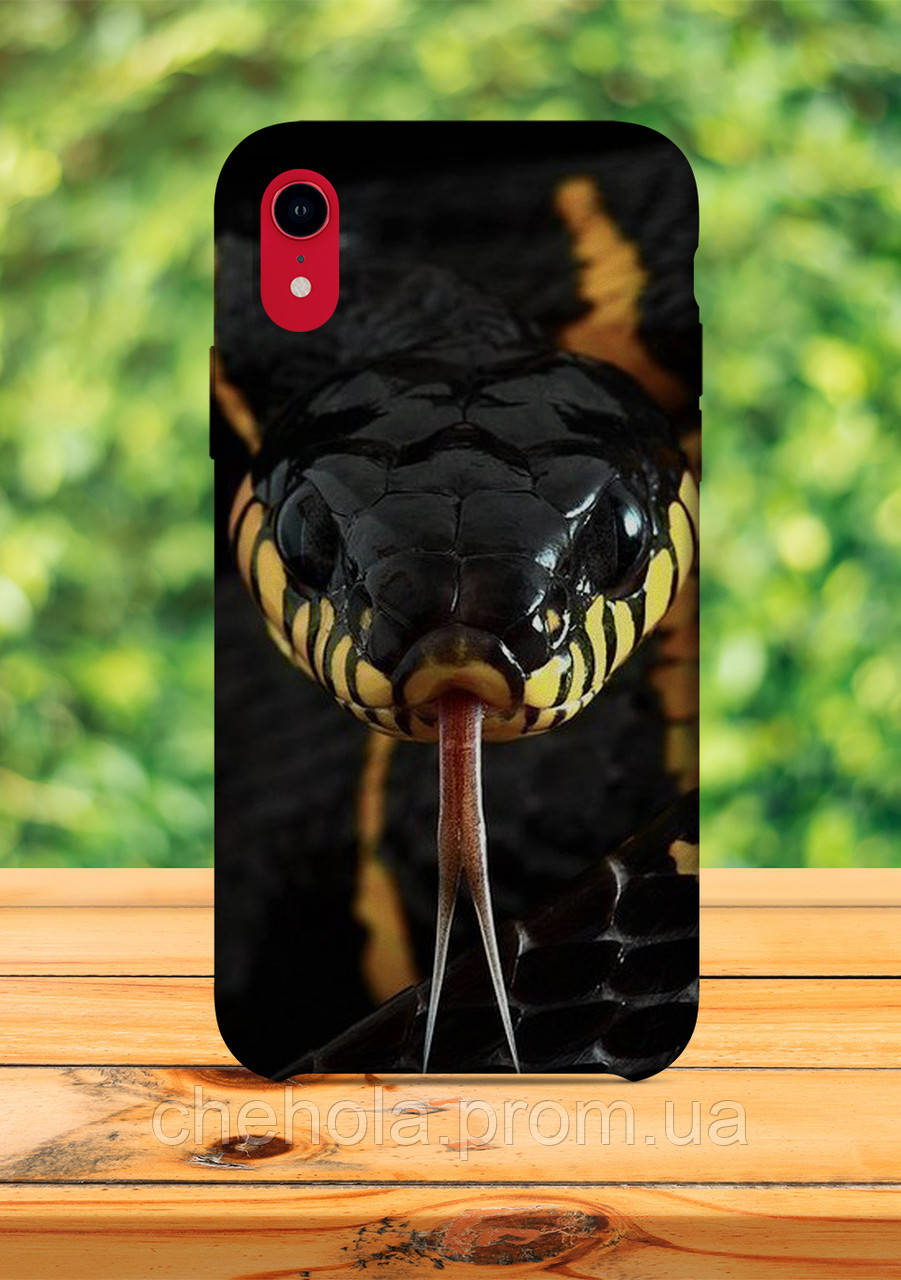 Чехол для apple iphone XR Черная змея чехол с принтом - фото 1 - id-p1213831502