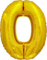 Фольгована кулька цифра "0" золота в упаковці 16"(40см)