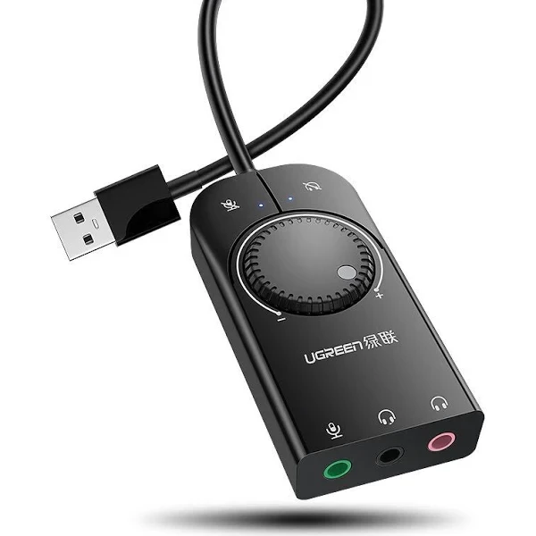 Зовнішній звукова карта UGREEN USB 2.0 адаптер 0.25м (мікрофон + аудіо + мікрофон і аудіо)
