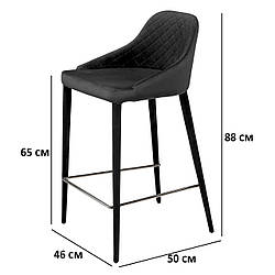 Полубарние стільці велюрові Concepto Elizabeth чорні з напівкруглою спинкою і підніжкою для будинку