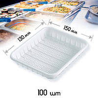 Пластикова тарілка прямокутна 130х150мм - 100 шт.