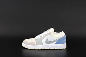Красиві низькі кросівки Nike Air Jordan 1 Retro Low White Grey Blue (Біло-сірі кросівки Найк Аїр Джордан) 39