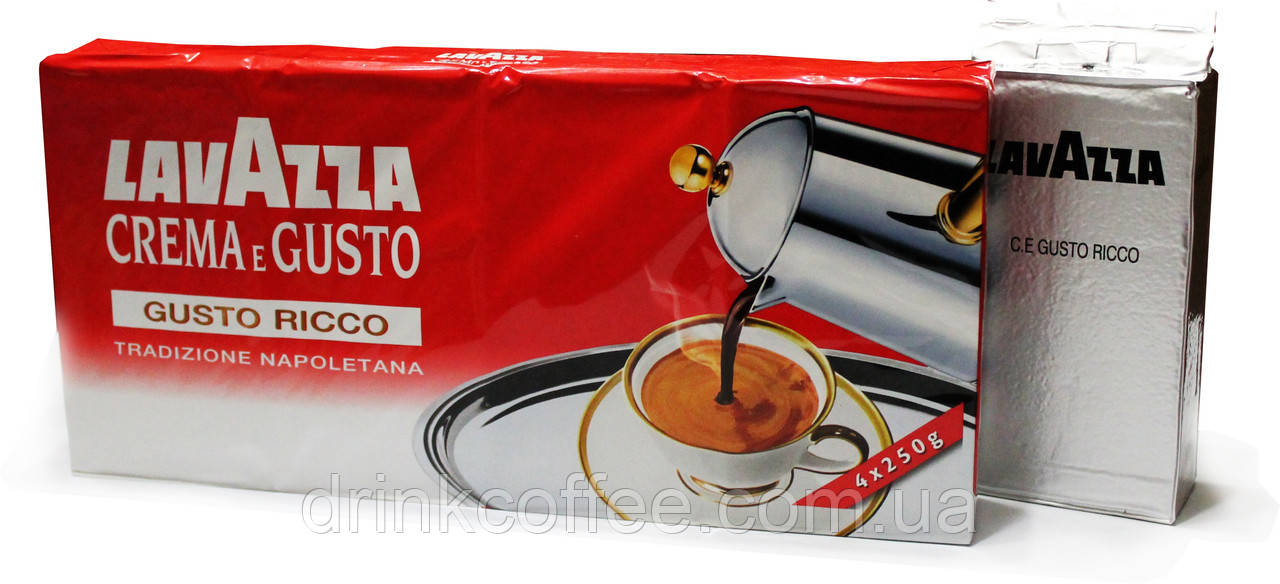 Кава мелена Lavazza Crema e Gusto Ricco, 80% Арабіка/20% Робуста, Італія, 250 г